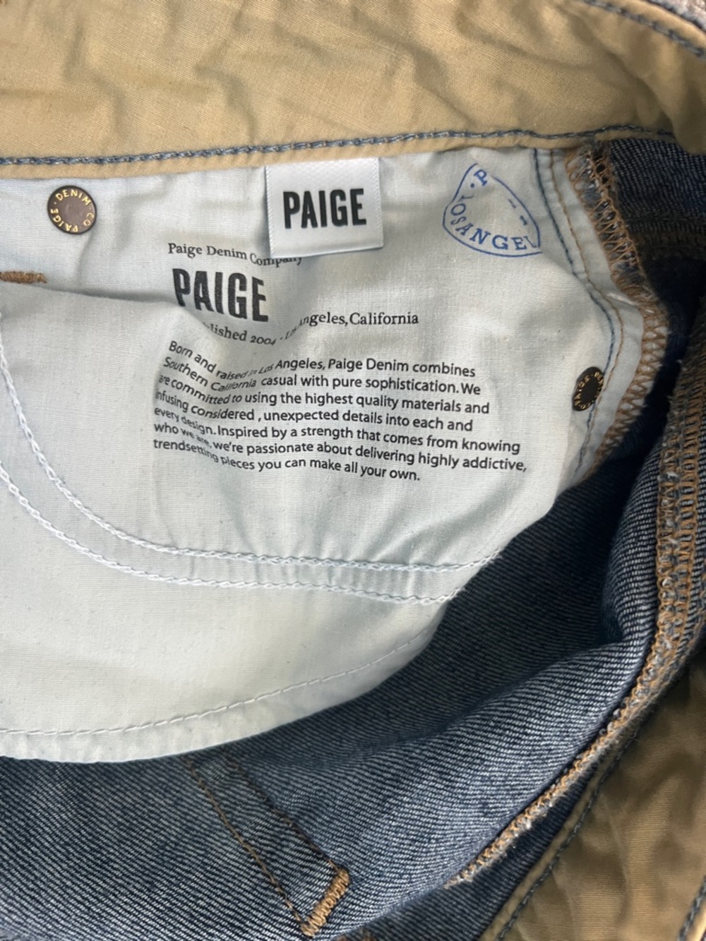Paige Jimmy Jimmy Distressed Medium Blue Crop Stretch Denim Jeans - Size 28 - Picture 10 of 13